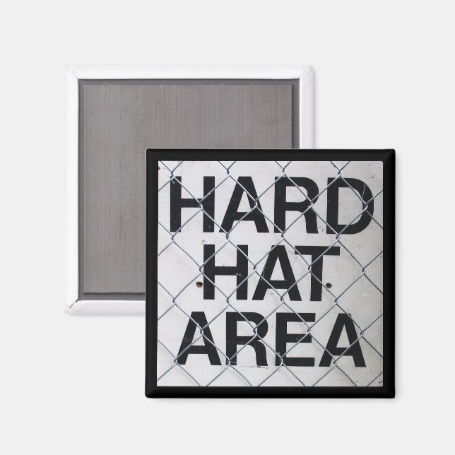 Hard Hat Area Sign under Chain-Link Fence Magnet (Front/Back)