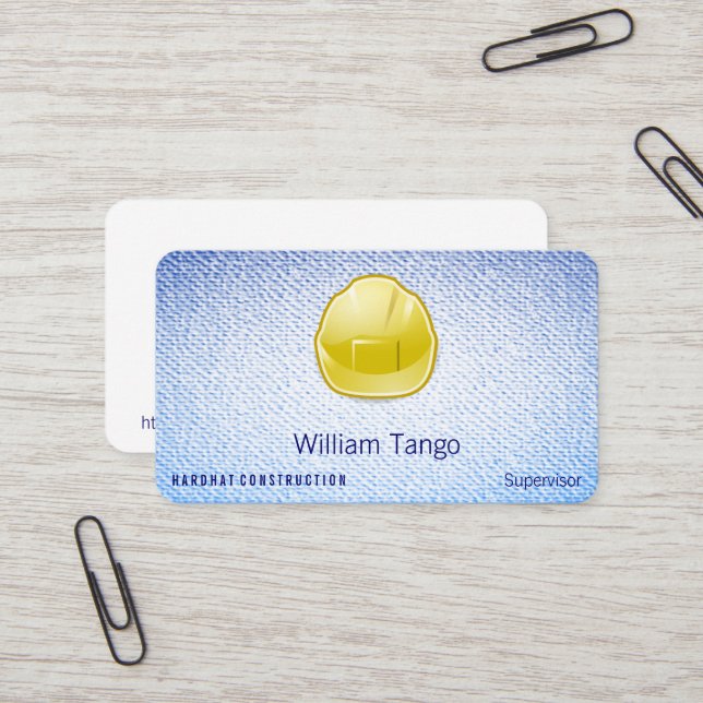 Hard Hat Construction Architect on Gradient Business Card (Front/Back In Situ)
