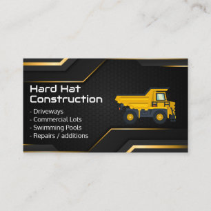 Hard Hat Construction   Work Dump Truck Business Card