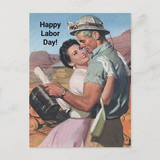 Hard Hat Lunch Pail Happy Labour Day worker PCs Holiday Postcard (Front)
