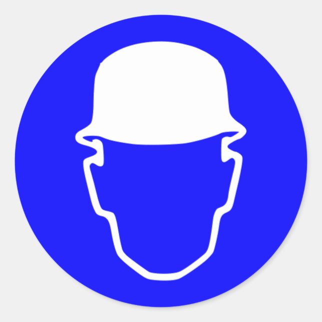 Hard Hat Sign Classic Round Sticker (Front)