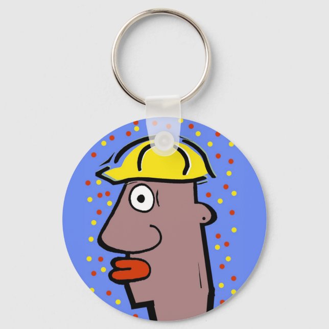 Hard Hat Worker add text Magnet Keychain (Front)