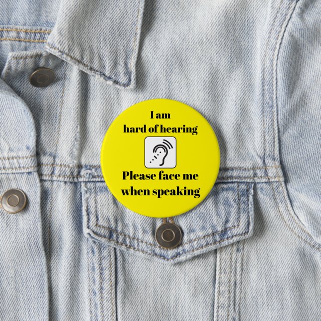 Hard of hearing Face Me When Speaking Yellow 7.5 Cm Round Badge (In Situ)
