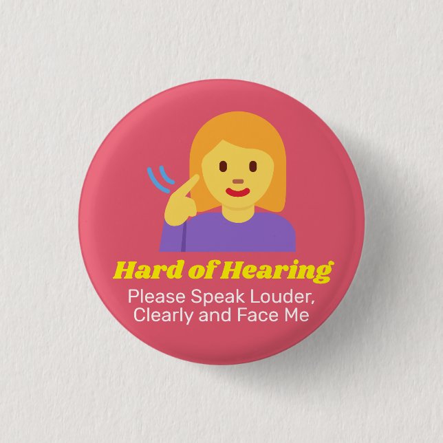 Hard of Hearing Girl with Personalised text 3 Cm Round Badge (Front)