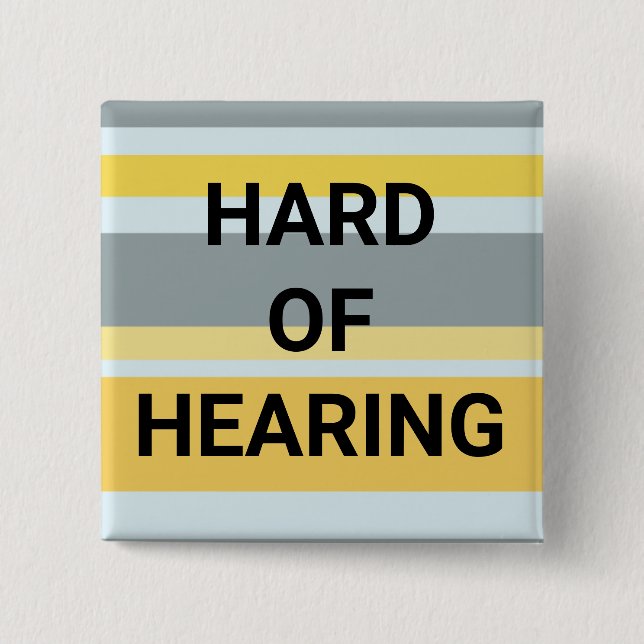 Hard of Hearing Modern Stripes Yellow Grey Simple 15 Cm Square Badge (Front)