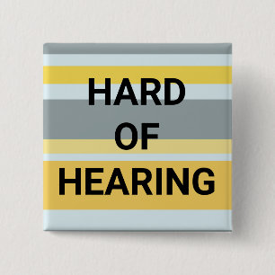 Hard of Hearing Modern Stripes Yellow Grey Simple 15 Cm Square Badge