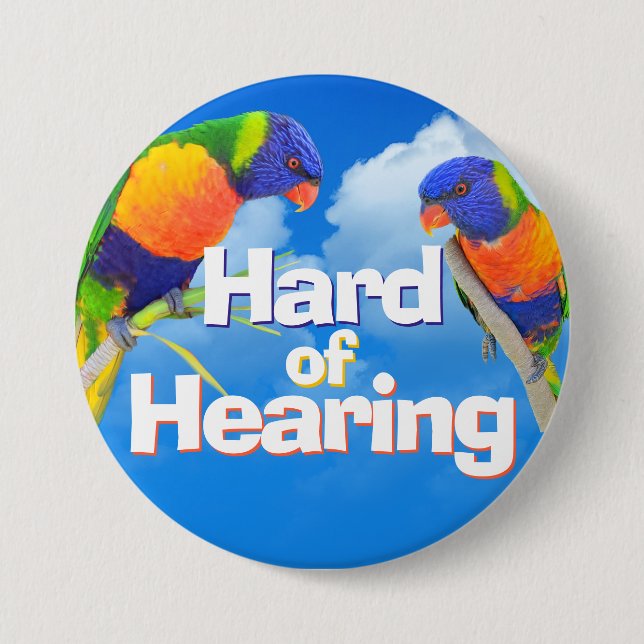 Hard of Hearing Rainbow Parrot Blue Bird Sky 7.5 Cm Round Badge (Front)