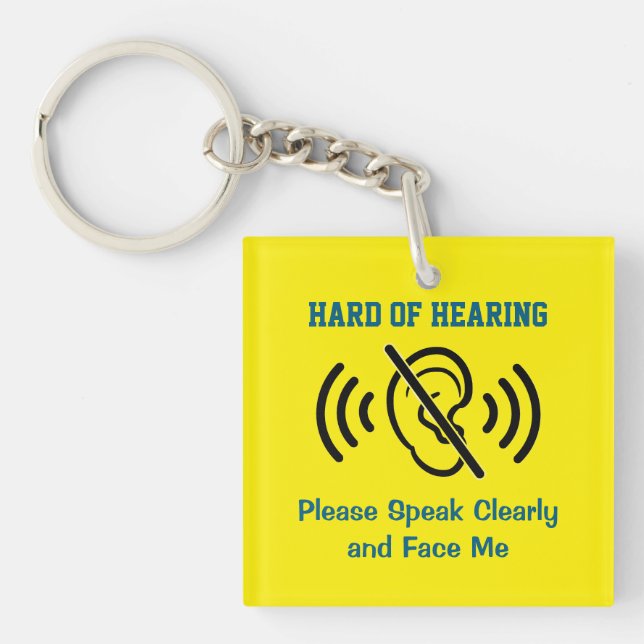 Hard Of Hearing - Yellow Key Ring (Front)