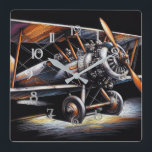 Hard Pastel Antique Biplane Aeroplane Aeroplane Square Wall Clock<br><div class="desc">Hard Pastel Antique Biplane Aeroplane Aeroplane</div>