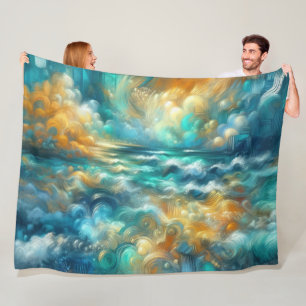 Hard Pastel Drawing Abstract Ocean Fleece Blanket