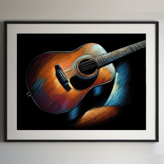 Hard Pastel Drawing Acoustic Guitar Poster (Creator Uploaded)