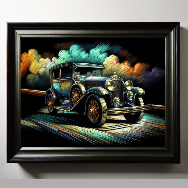 Hard Pastel Drawing Antique Car Poster (Creator Uploaded)