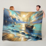 Hard Pastel Drawing Boats Water  Fleece Blanket<br><div class="desc">Hard Pastel Drawing Boats Water</div>