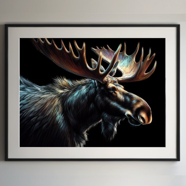 Hard Pastel Drawing Bull Moose Poster (Creator Uploaded)