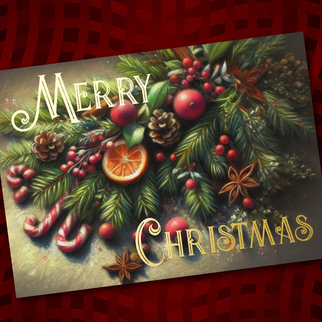 Hard Pastel Drawing Christmas Holiday Greenery (Creator Uploaded)