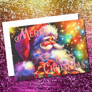 Hard Pastel Drawing Christmas Holiday Santa Claus Card