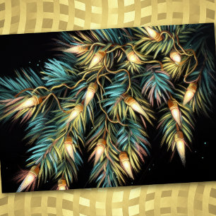 Hard Pastel Drawing Christmas Holiday String Light Card