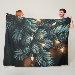 Hard Pastel Drawing Christmas Holiday String Light Fleece Blanket