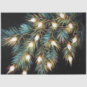 Hard Pastel Drawing Christmas Holiday String Light Tissue Paper