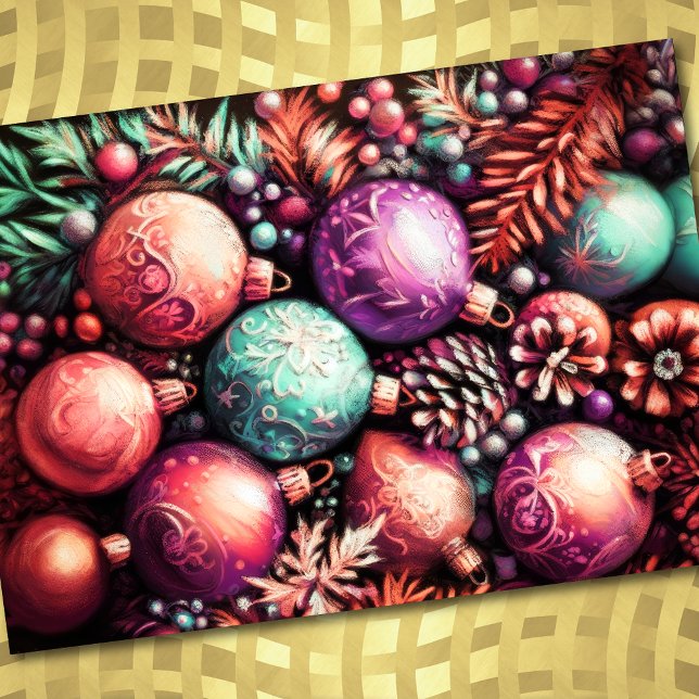 Hard Pastel Drawing Christmas Motifs Purple Peach Card (Creator Uploaded)
