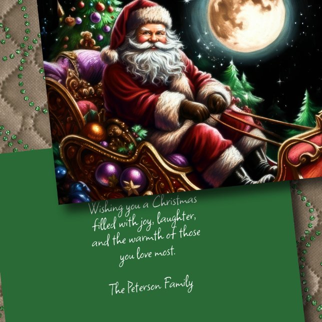 Hard Pastel Drawing Christmas Santa in Sleigh Card (Creator Uploaded)