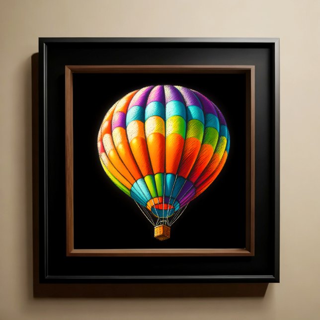 Hard Pastel Drawing Colourful Hot Air Balloon Poster (Creator Uploaded)