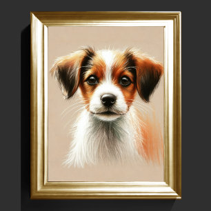 Hard Pastel Drawing Cute Dog Poster