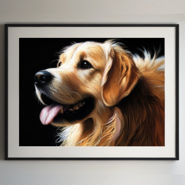 Hard Pastel Drawing Golden Retriever Poster (Creator Uploaded)