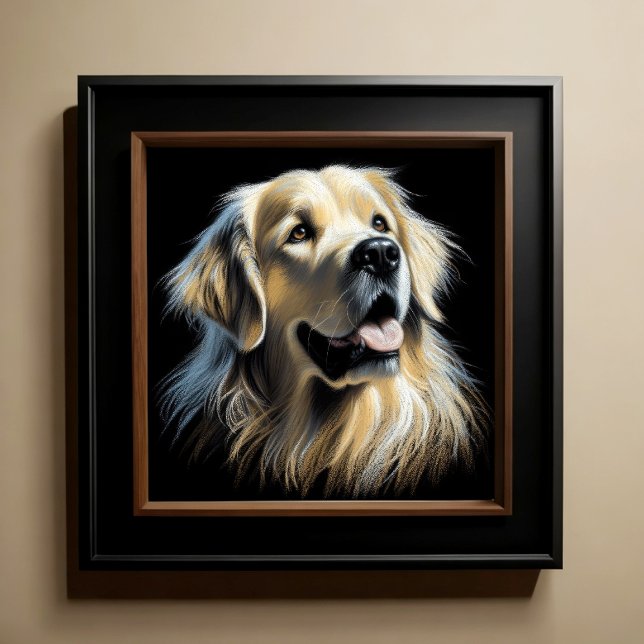 Hard Pastel Drawing Golden Retriever Poster (Creator Uploaded)