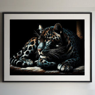 Hard Pastel Drawing Leopard IV Poster