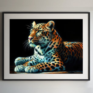 Hard Pastel Drawing Leopard Poster