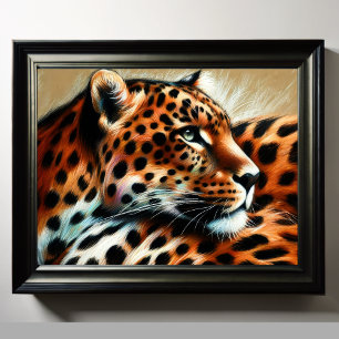 Hard Pastel Drawing Leopard Poster