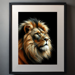 Hard Pastel Drawing Lion Poster