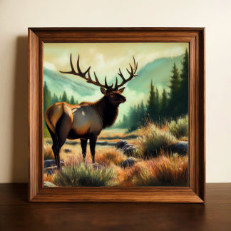 Hard Pastel Drawing Painting of an Elk Poster