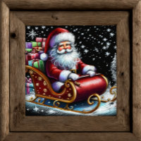 Hard Pastel Drawing Santa in His Sleigh