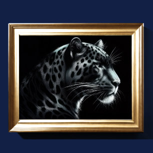 Hard Pastel Drawing Snow Leopard Poster