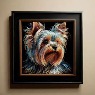 Hard Pastel Drawing Yorkshire Terrier Yorkie Poster