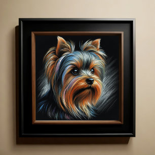 Hard Pastel Drawing Yorkshire Terrier Yorkie Poster