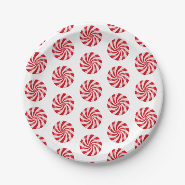 Hard Peppermint Candy Design Paper Plate (Front)