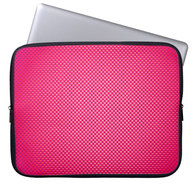 Hard Pink carbon fibre patterned Laptop Sleeve (Front)