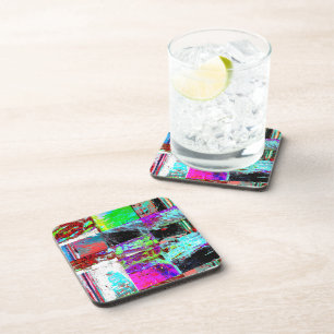 Hard Plastic Coaster – Abstract Grid