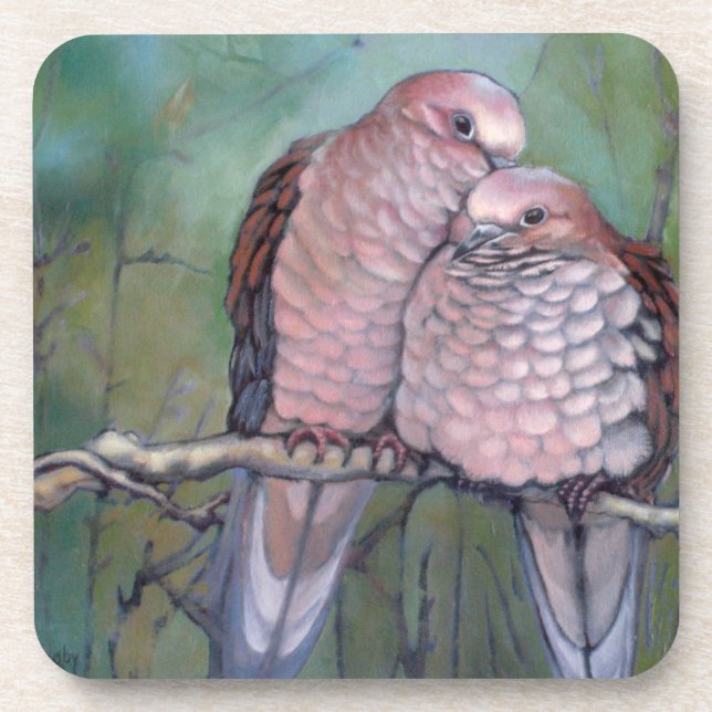 Hard plastic coaster "Dove Love" Colorful (Front)