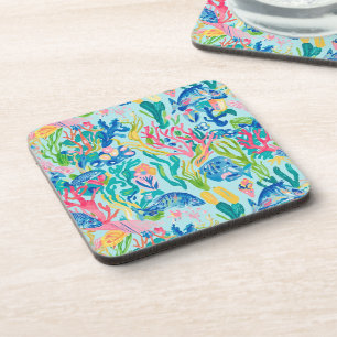 Hard plastic coaster in stylish graphic