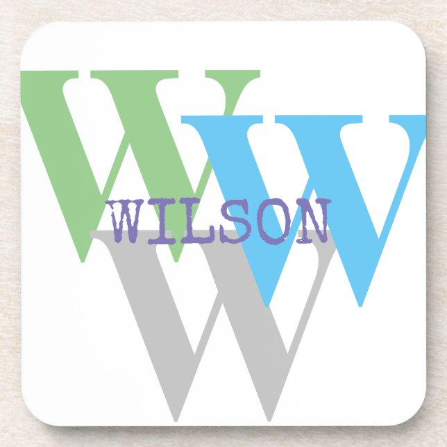 Hard plastic coaster INTIAL name monogram minimal (Front)