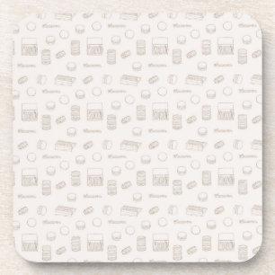 Hard plastic coaster Macaron Line Art
