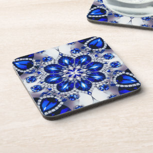 Hard plastic coaster with Blue White Colours