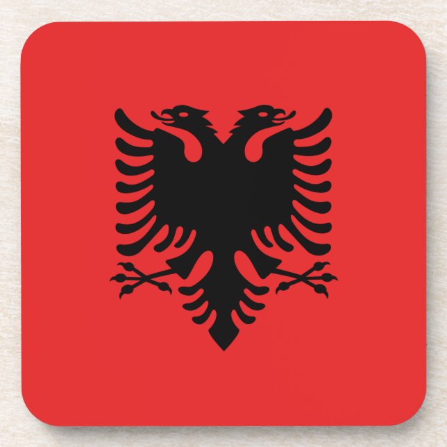 Hard plastic coaster with flag of Albania (Front)