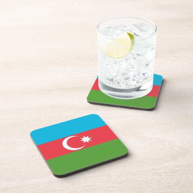 Hard plastic coaster with flag of Azerbaijan (Right Side)