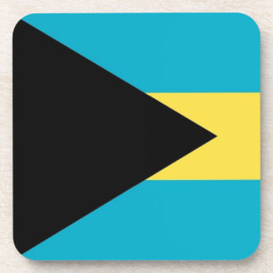Hard plastic coaster with flag of Bahamas
