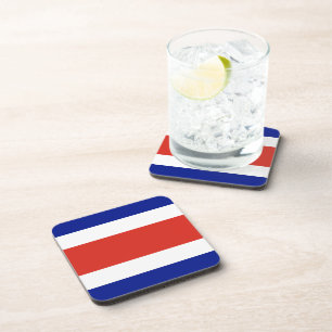 Hard plastic coaster with flag of Costa Rica